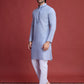 Rajwada Blue Viscose Rayon Mirror Work Stitched Kurta For Men