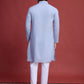 Rajwada Blue Viscose Rayon Mirror Work Stitched Kurta For Men