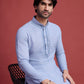 Rajwada Blue Viscose Rayon Mirror Work Stitched Kurta For Men
