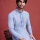 Rajwada Blue Viscose Rayon Mirror Work Stitched Kurta For Men
