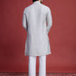 Rajwada Beige Viscose Rayon Mirror Work Stitched Kurta For Men