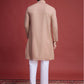 Rajwada Brown Viscose Rayon Mirror Work Stitched Kurta For Men