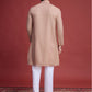 Rajwada Brown Viscose Rayon Mirror Work Stitched Kurta For Men