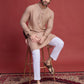 Rajwada Brown Viscose Rayon Mirror Work Stitched Kurta For Men