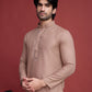 Rajwada Brown Viscose Rayon Mirror Work Stitched Kurta For Men