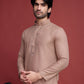 Rajwada Brown Viscose Rayon Mirror Work Stitched Kurta For Men