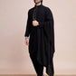 Rajwada Black Viscose Rayon Mirror Work Stitched Kurta Set For Men