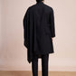 Rajwada Black Viscose Rayon Mirror Work Stitched Kurta Set For Men
