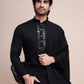 Rajwada Black Viscose Rayon Mirror Work Stitched Kurta Set For Men