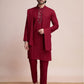 Rajwada Maroon Viscose Rayon Mirror Work Stitched Kurta Set For Men