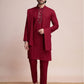Rajwada Maroon Viscose Rayon Mirror Work Stitched Kurta Set For Men