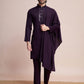 Rajwada Purple Viscose Rayon Mirror Work Stitched Kurta Set For Men