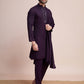 Rajwada Purple Viscose Rayon Mirror Work Stitched Kurta Set For Men