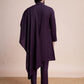 Rajwada Purple Viscose Rayon Mirror Work Stitched Kurta Set For Men