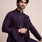 Rajwada Purple Viscose Rayon Mirror Work Stitched Kurta Set For Men