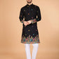 Rajwada Black Viscose Silk Stitched Kurta For Men
