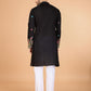 Rajwada Black Viscose Silk Stitched Kurta For Men
