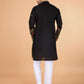 Rajwada Black Viscose Silk Stitched Kurta For Men