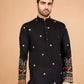 Rajwada Black Viscose Silk Stitched Kurta For Men