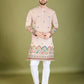 Rajwada Ivory Viscose Silk Stitched Kurta For Men