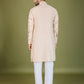 Rajwada Ivory Viscose Rayon Embroidered Stitched Kurta For Men