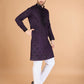 Rajwada Purple Viscose Silk Sequence Stitched Kurta For Men