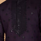 Rajwada Purple Viscose Silk Sequence Stitched Kurta For Men