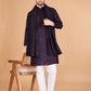 Rajwada Purple Viscose Silk Sequence Stitched Kurta For Men