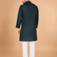 Rajwada Green Viscose Silk Sequence Stitched Kurta For Men