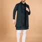 Rajwada Green Viscose Silk Sequence Stitched Kurta For Men