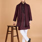 Rajwada Maroon Viscose Silk Sequence Stitched Kurta For Men