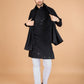 Rajwada Black Viscose Silk Sequence Stitched Kurta For Men