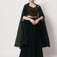 Rajwada Women Dark Green Georgette Semi Stitched Lehenga With Unstitched Blouse