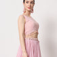 Rajwada Women Pink Georgette Semi Stitched Lehenga With Unstitched Blouse
