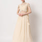 Rajwada Women Beige Georgette Semi Stitched Lehenga With Unstitched Blouse