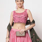 Rajwada - Modern Pink Chinon Silk Embellished Semi Stitched Lehenga with Unstitched Blouse