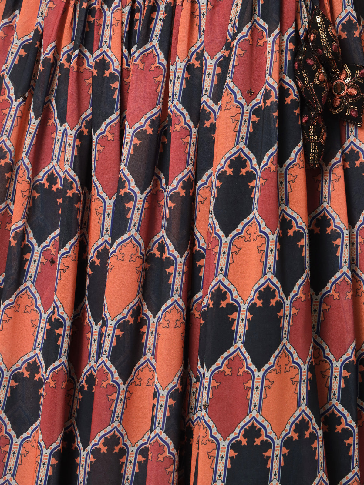 Rajwada - Stylish Multicolor Georgette Printed Semi Stitched Lehenga with Unstitched Blouse