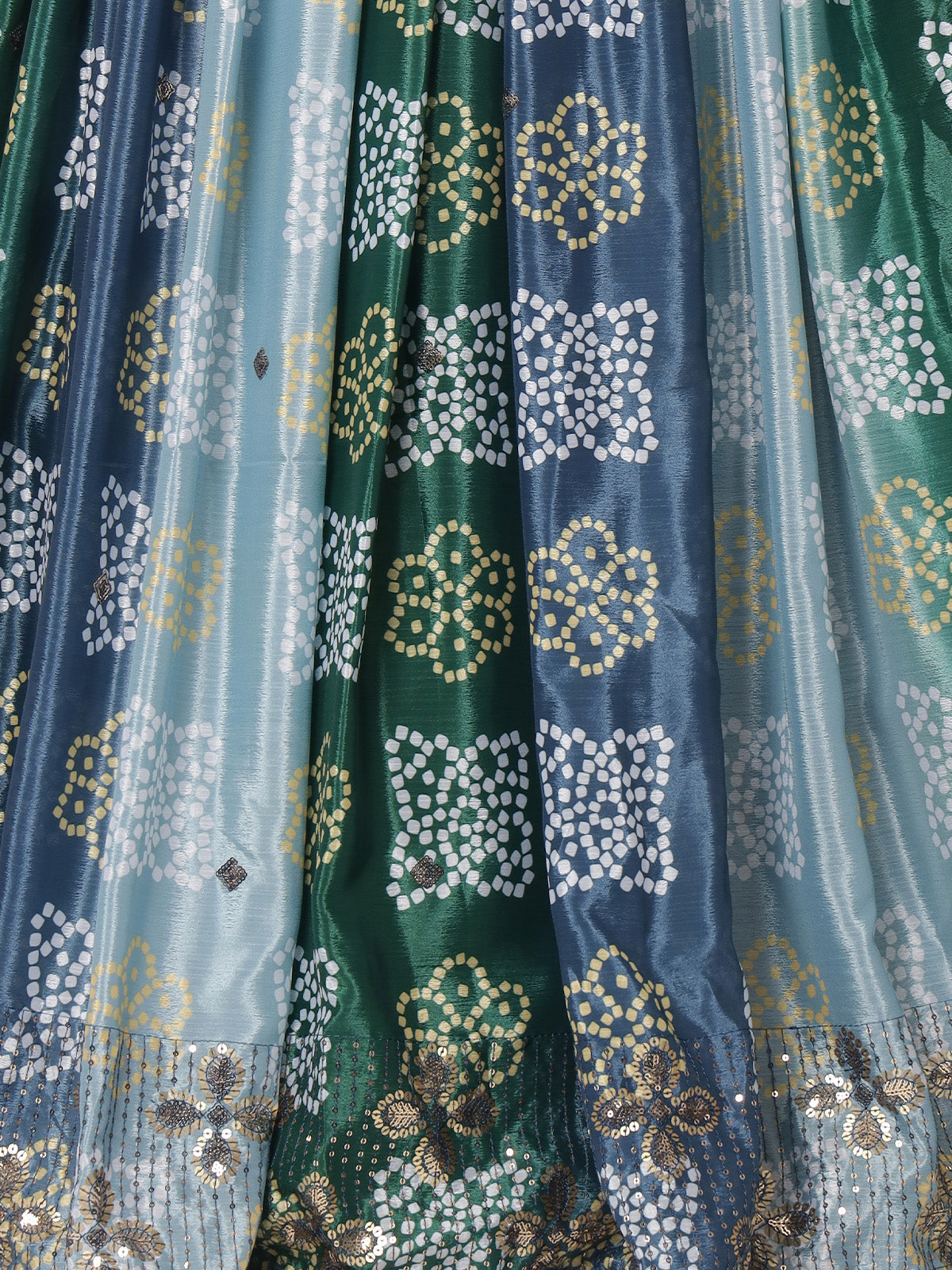 Rajwada - Classic Multicolor Chinon Silk Printed Semi Stitched Lehenga with Unstitched Blouse