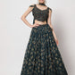 Rajwada - Designer Dark Green Georgette Printed Semi Stitched Lehenga with Unstitched Blouse