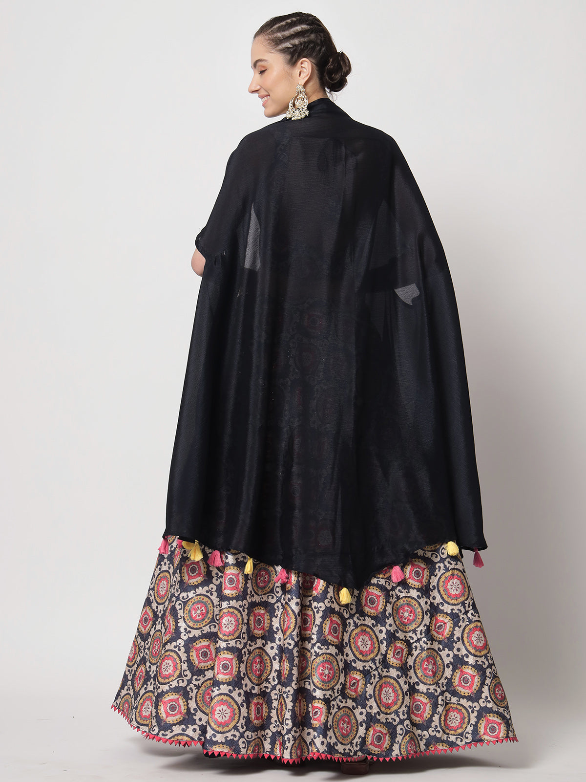 Rajwada - Beautiful Multicolor Chinon Silk Printed Semi Stitched Lehenga with Unstitched Blouse