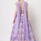 Rajwada - Classic Purple Chinon Silk Printed Semi Stitched Lehenga with Unstitched Blouse