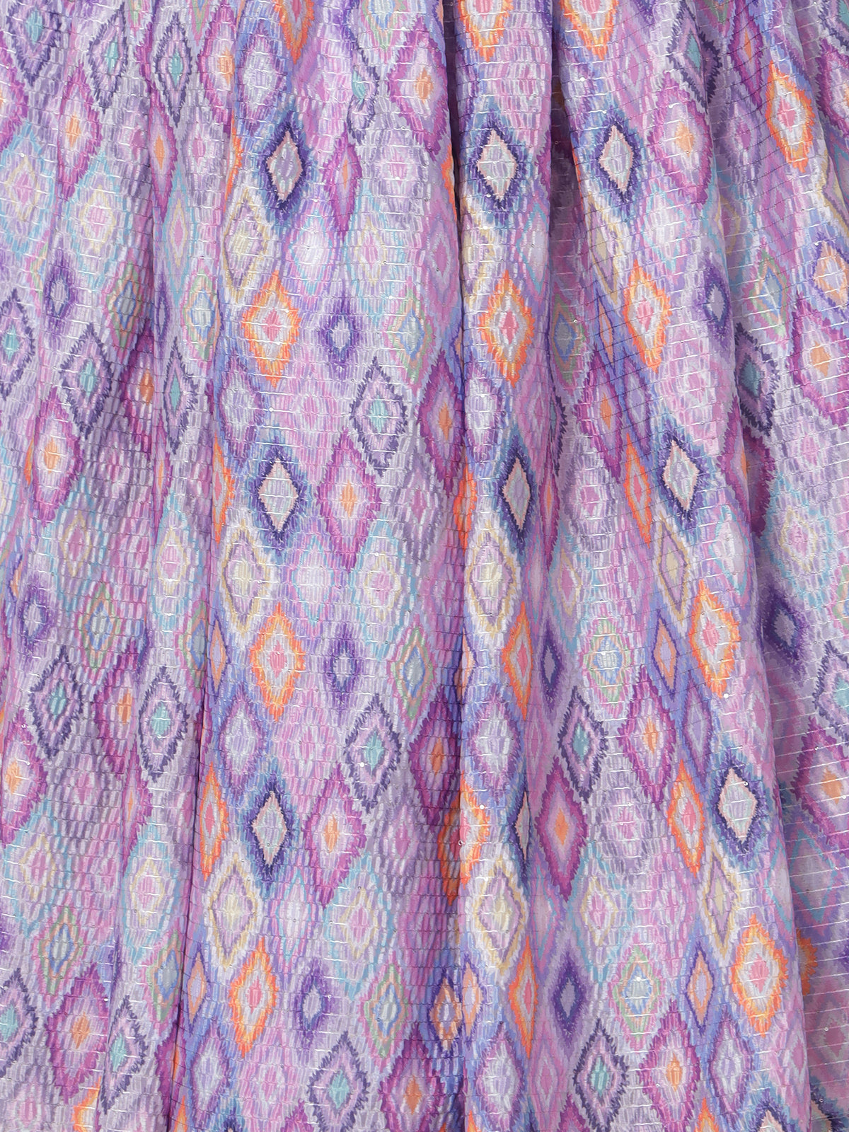 Rajwada - Classic Purple Chinon Silk Printed Semi Stitched Lehenga with Unstitched Blouse