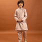 Rajwada Peach Satin Embellished Stitched Kurta Set For Kids