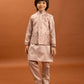 Rajwada Peach Satin Embellished Stitched Kurta Set For Kids