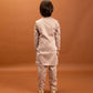 Rajwada Peach Satin Embellished Stitched Kurta Set For Kids