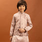 Rajwada Peach Satin Embellished Stitched Kurta Set For Kids