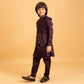Rajwada Wine Satin Embellished Stitched Kurta Set For Kids