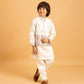 Rajwada White Satin Embellished Stitched Kurta Set For Kids