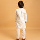 Rajwada White Satin Embellished Stitched Kurta Set For Kids