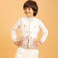 Rajwada White Satin Embellished Stitched Kurta Set For Kids